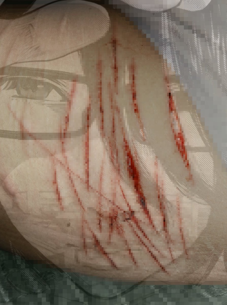 arrozconnuggett's tweet photo. SFX,fakefakefake makeup d halloween, ai generation 

#fakeblood #makeup
#shedtwt #punpun https://t.co/aF1nz8ccGE