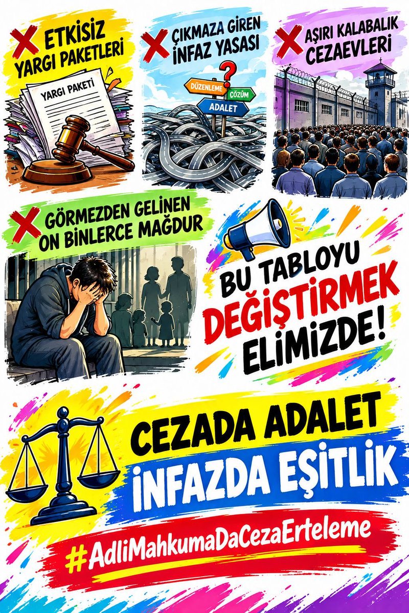 banu12567099814's tweet photo. "Gözü yaşlı anaların, yol gözleyen evlatların sesi duyulsun. Şefkat ve merhamet adaletin en güzel süsüdür. Umutlar yarıda kalmasın."
CEZADA ADALET İNFAZDA EŞİTLİK
#AdliMahkumaDaCezaErteleme https://t.co/26qSBTNWlP