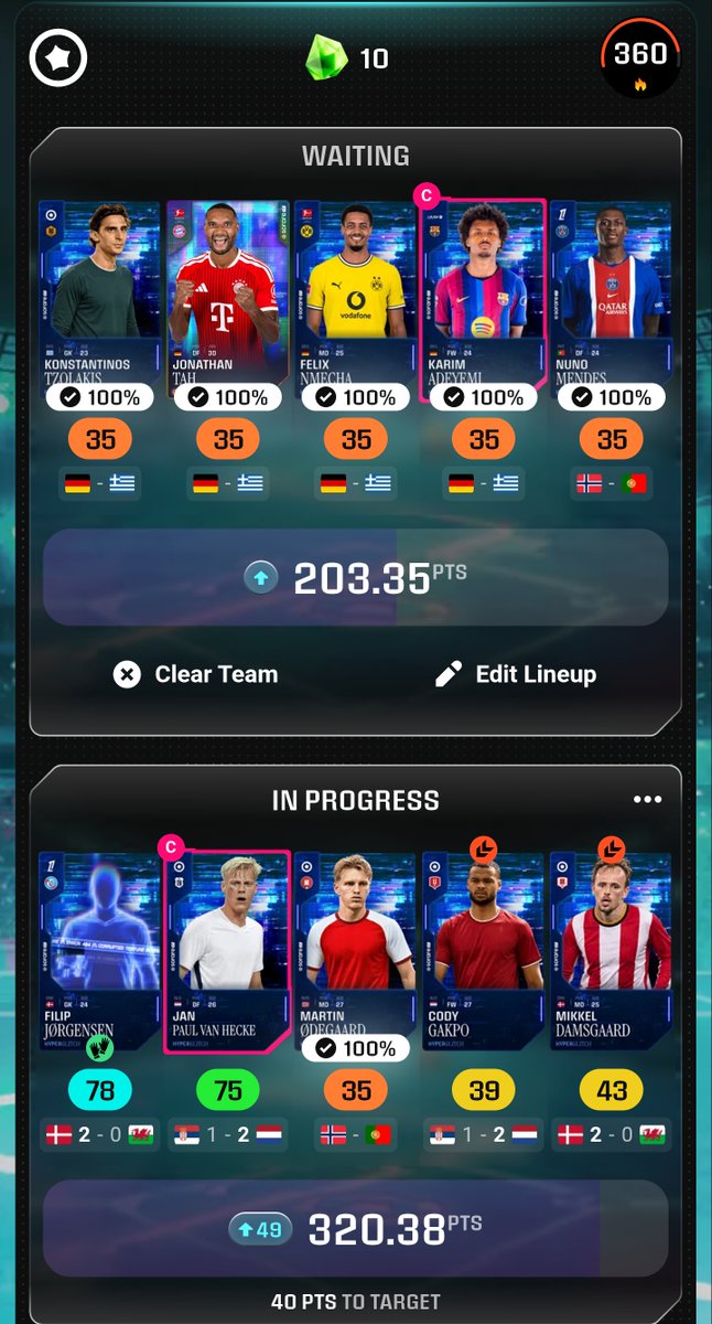 nemesisorare's tweet photo. Need an Odegaard masterclass against Portugal after the Gakpo injury.
OR
German goals, but also quite a few saves from Tzolakis. Hopefully it balances well to hit the target

#sorare #hyperglitch https://t.co/hh7WPk4GgZ