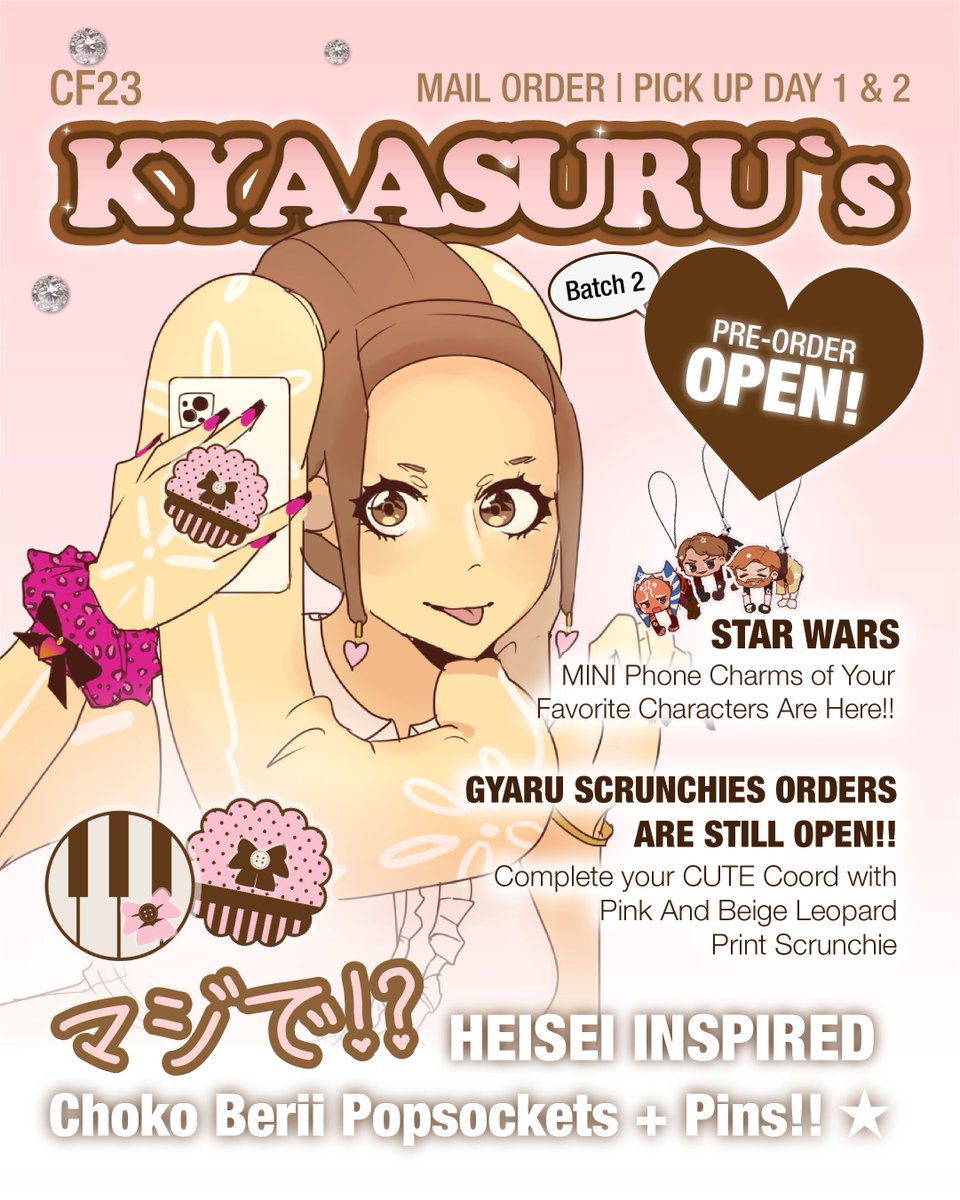 kyaasuru's tweet photo. 🩷+ 🔁 are appreciated !

KYAASURU'S #CF23 PO CATALOGUE IS HERE (´▽`ʃ♡ƪ)
#comifuro23 #cf23catalogue

📅 PO: 28 SEPT to 5 OKT
📍Pick up and mail order (JNE)
⭐STAR WARS | NAKAMURA | ORIGINALS (gyaru)

ENJOY SPECIAL PRICES FOR PO ONLY!
🔗 PO Link and rest below! ♡ https://t.co/rMYI8ifz3C