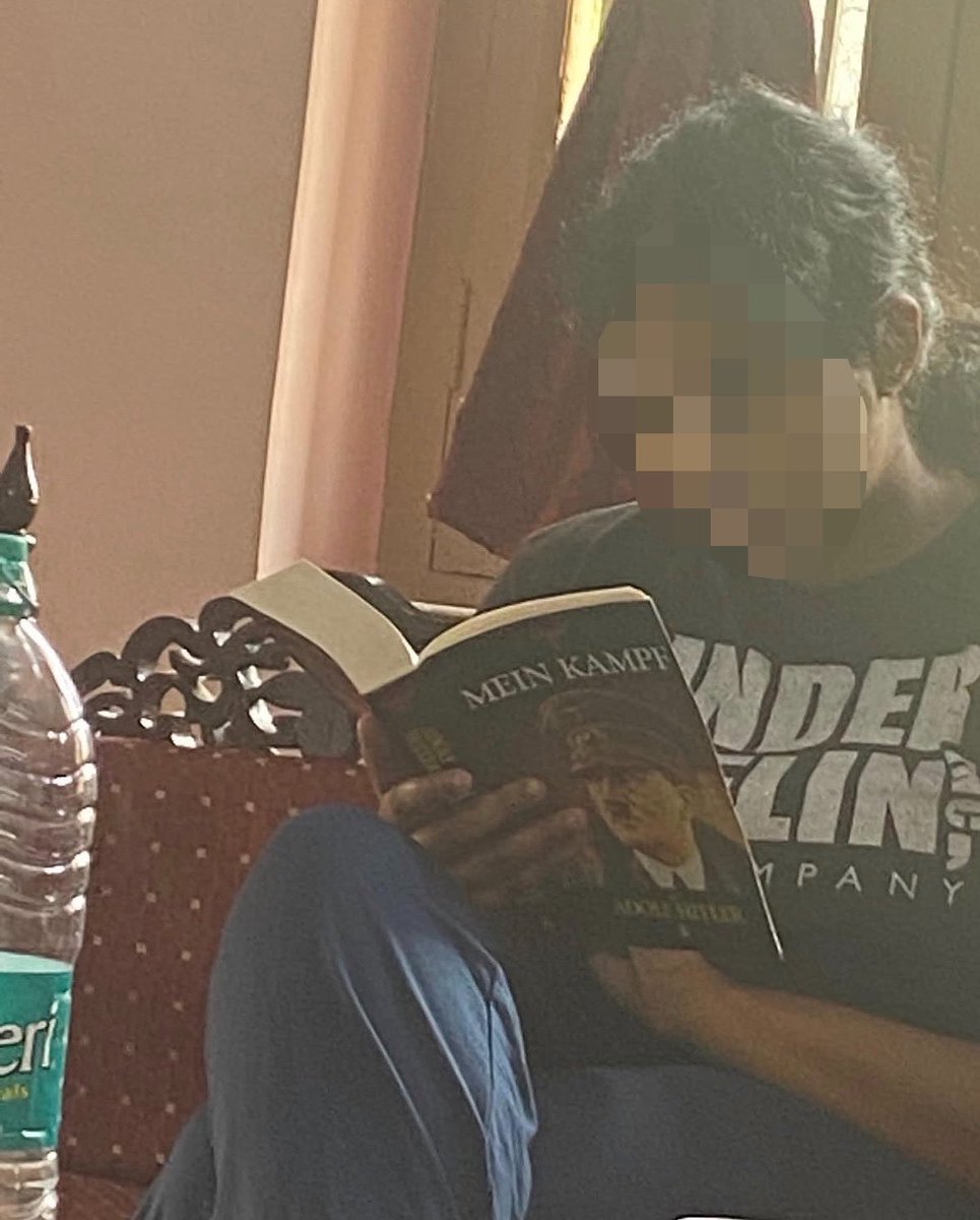 afoidance's tweet photo. Found a photo of me at 15 reading Mein Kampf at my uncle’s house in India because it was the only English book he owned https://t.co/veAS3chbXz