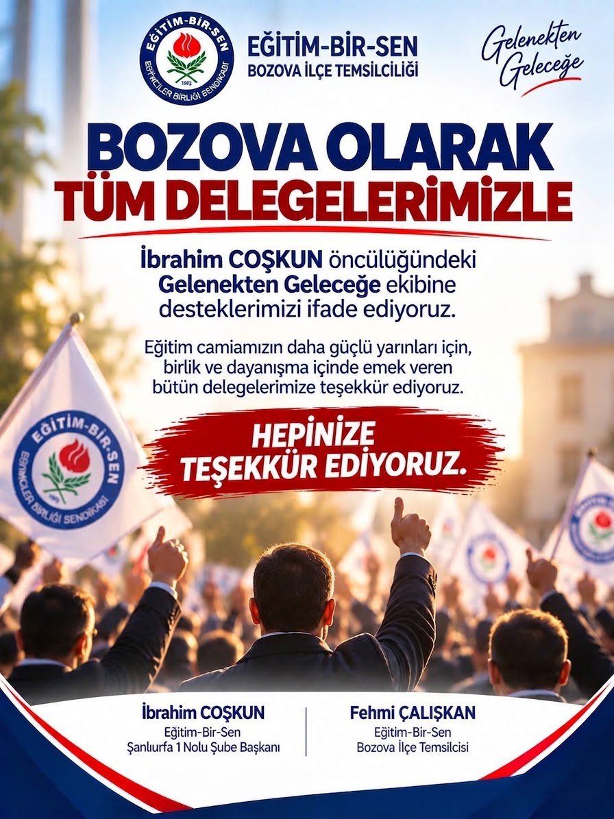 BozovaEbs's tweet photo. Bozova olarak tüm delegelerimizle
İbrahim COŞKUN öncülüğündeki Gelenekten Geleceğe ekibine desteklerimizi ifade ediyoruz. Eğitim camiamızın daha güçlü yarınlan için, birlik ve dayanışma içinde emek veren bütün delegelerimize teşekkür ediyoruz. @ibrahimcoskun63 @fehmi_caliskan https://t.co/1rxl2ZQLSx
