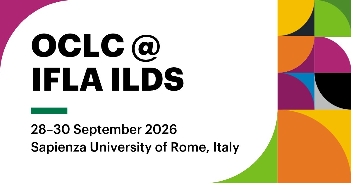 OCLC_IT's tweet photo. OCLC sarà a Roma per la conferenza #IFLAILDS, dal 28 al 30 settembre 2026! 🇮🇹📚

Passate dal nostro stand per incontrare Marzio, Mattia, Paul e Peter e parlare di prestito interbibliotecario, document delivery e futuro del resource sharing.

Maggiori info: https://t.co/yKHTmcxezI https://t.co/iO1zl6DziZ