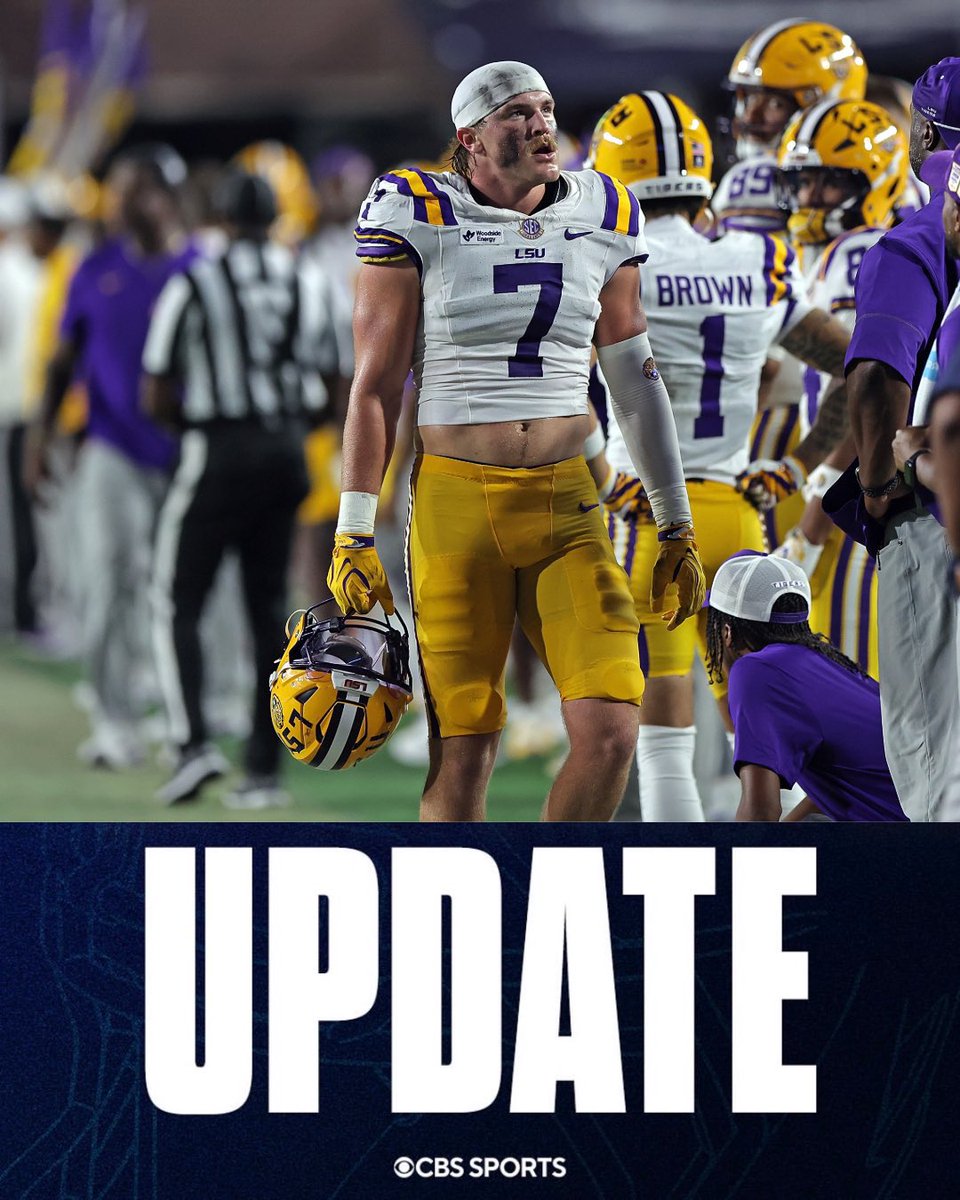 znagy20's tweet photo. News: #LSU star linebacker Whit Weeks suffered a fracture in his leg last night against Texas A&amp;M, @mzenitz reports.

The Positive: It’s not currently viewed as a season-ending injury - and LSU is optimistic he can be back at some point in 2026.

Another unfortunate blow for LSU. https://t.co/x1OJHZtvpw