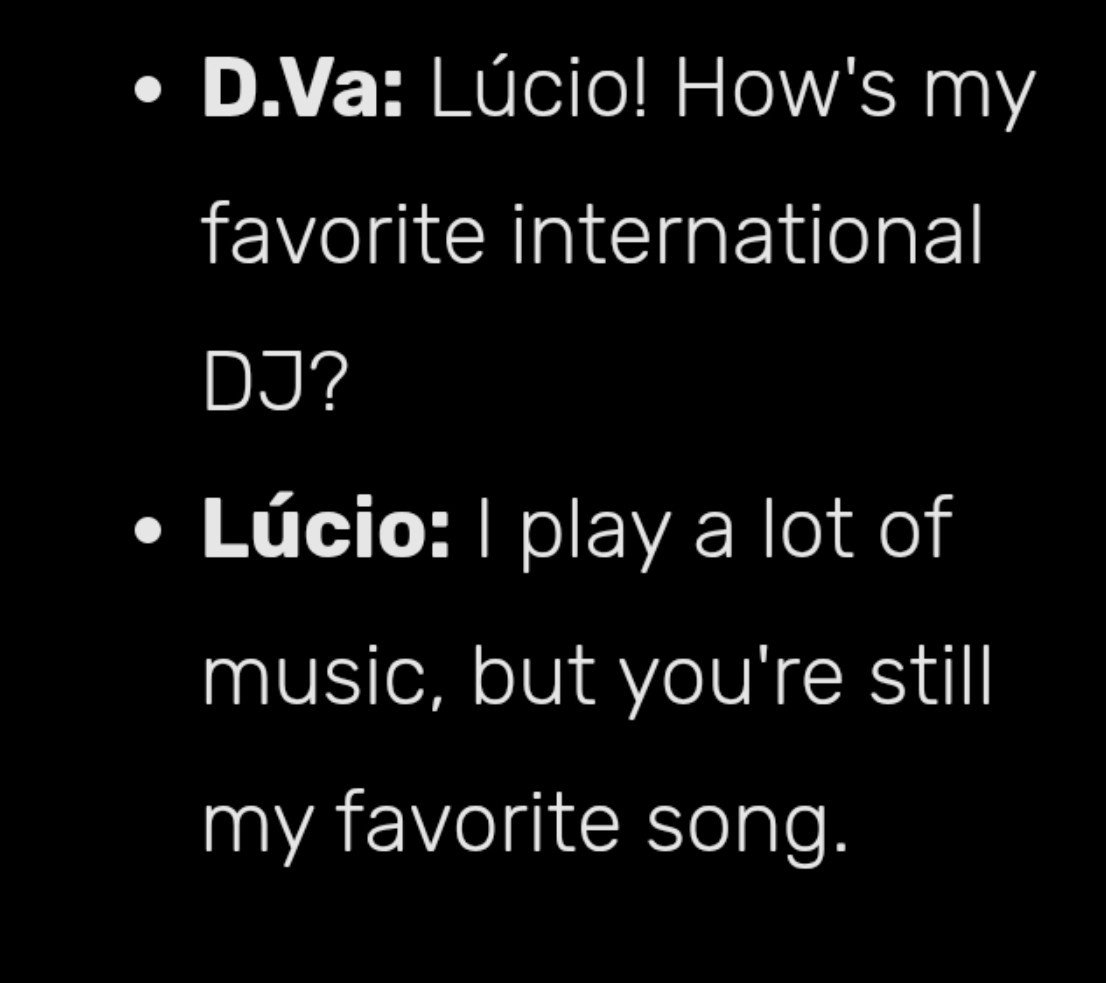 kerolucio's tweet photo. perhaps it's nitpicking of me, but besides being bummed out from the lack of lúcio in lore, it also sucks that they've buried one of the cutest relationships he had which was his friendship with dva https://t.co/tuWo5NSIH4