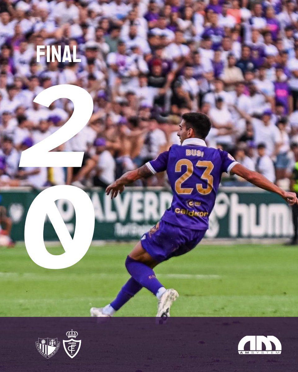 RealJaenCF's tweet photo. ⌚90' || 🎙 𝗙𝗜𝗡𝗔𝗟
🟢 ANTEQUERA CF 2️⃣-0️⃣ REAL JAÉN CF 🟣
#AntequeraCFRealJaénCF #RealJaen2627 #Jornada5 #PrimeraRFEF #Directo https://t.co/VfOeoe8V8u