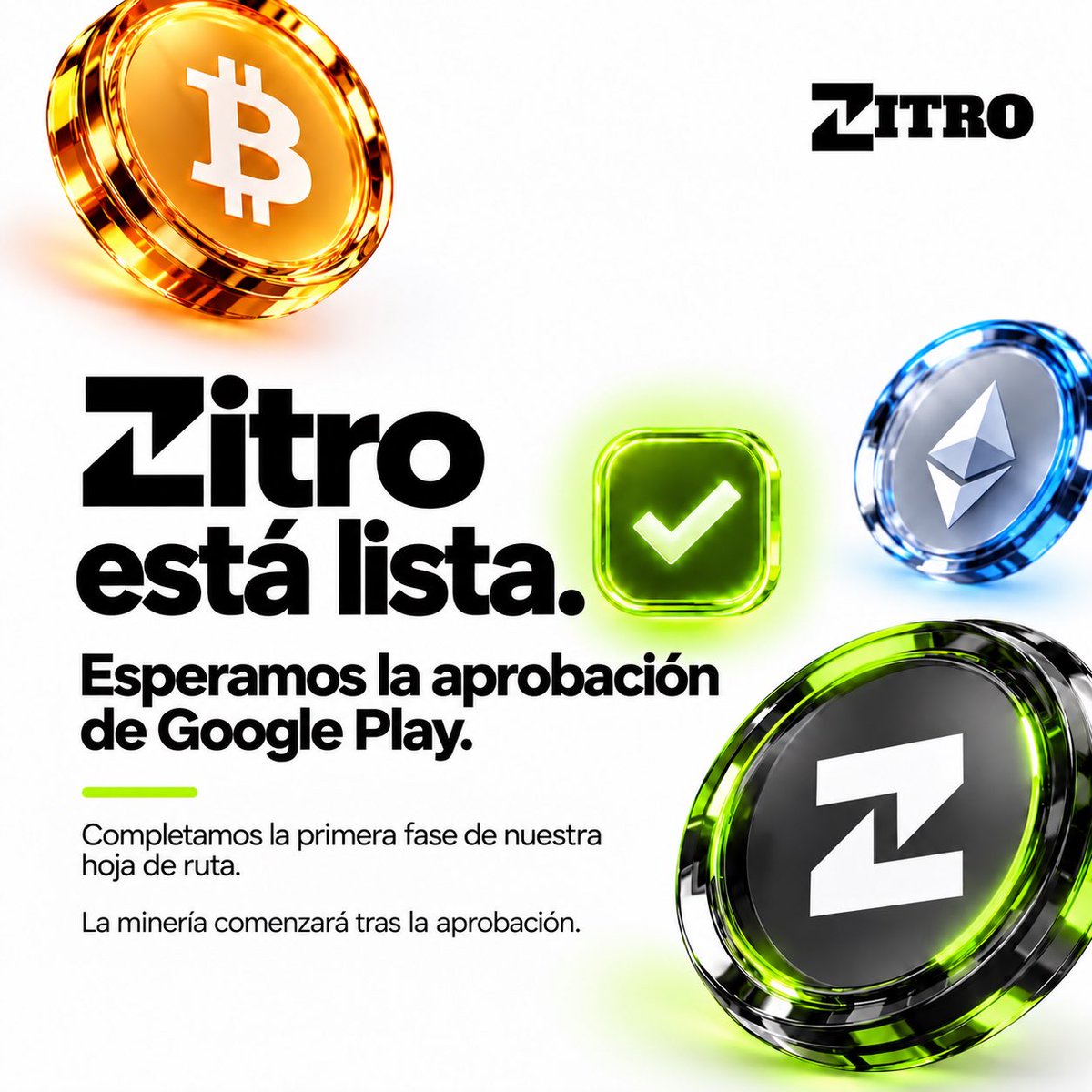 zitrogroup93's tweet photo. The Zitro mining app is ready and stable. Now everything depends on Google���s approval! We’ve completed the first phase of our roadmap. Once it’s approved, I hope you enjoy the start of mining and being part of the project! https://t.co/ACJC9Dwoga