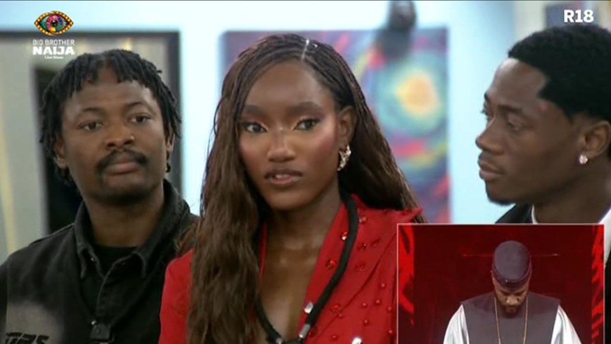 BBNaija's tweet photo. The fear. The panic. The tension. 😬

Ebuka had Ricky and Tram fully believing their journeys were over with that fake eviction.

The looks on the faces of the other housemates said EVERYTHING!

#BBNaija https://t.co/b91DIfdDFb