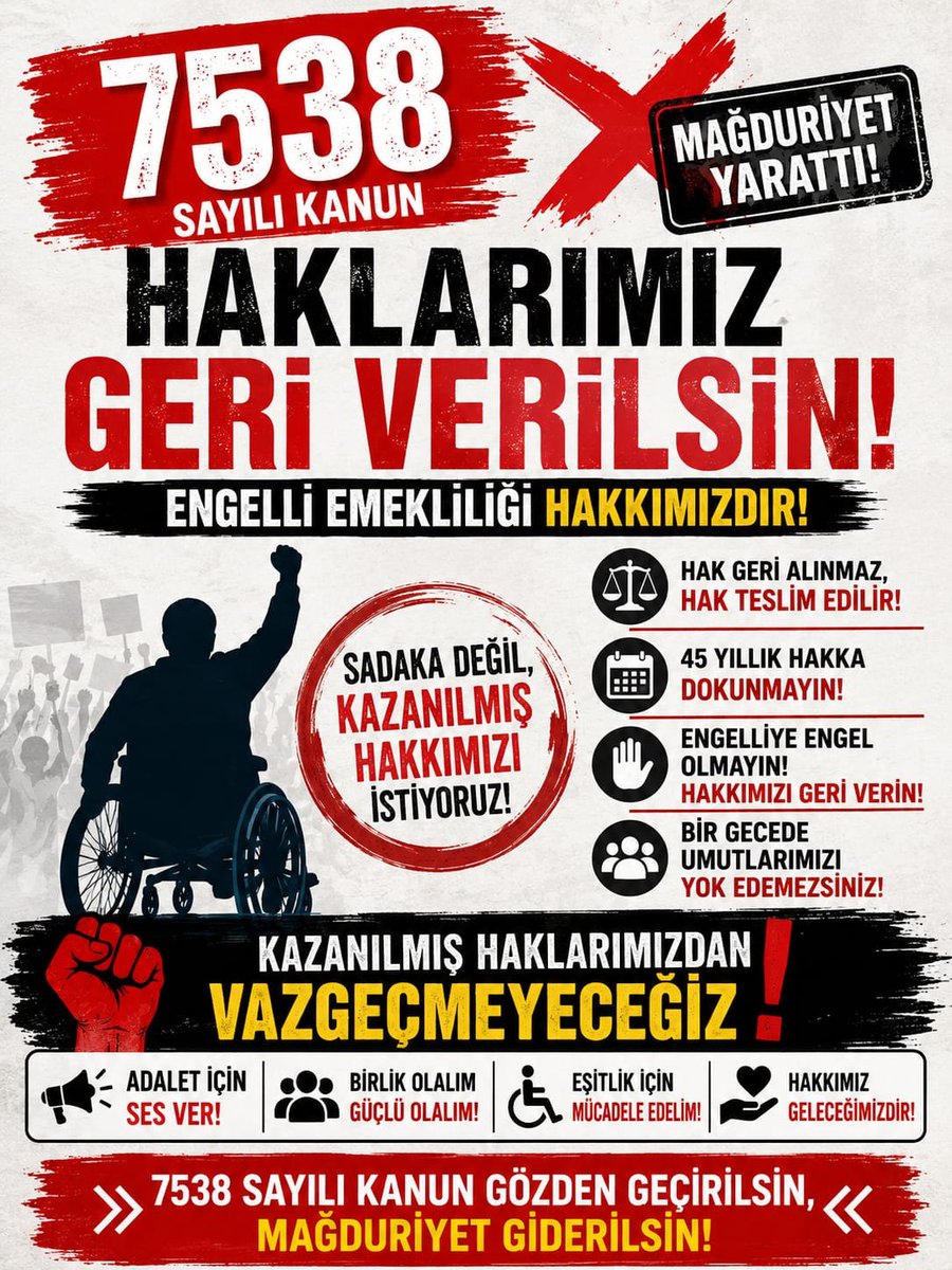 MHakozu's tweet photo. Vergi indirimli emeklilik engellilerin kazanılmış hakkıdır #EngelliEmeklilikte engellinin sabrı kalmadı. https://t.co/SB2IzwesjE