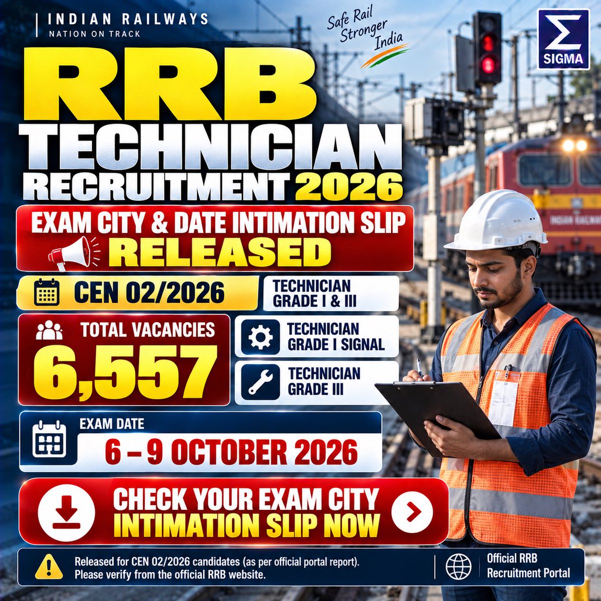 sigmaclasses_'s tweet photo. #RRBTechnician #RRBTechnician2026 #RailwayJobs #RRBRecruitment #SarkariNaukri https://t.co/48j75oa9tu