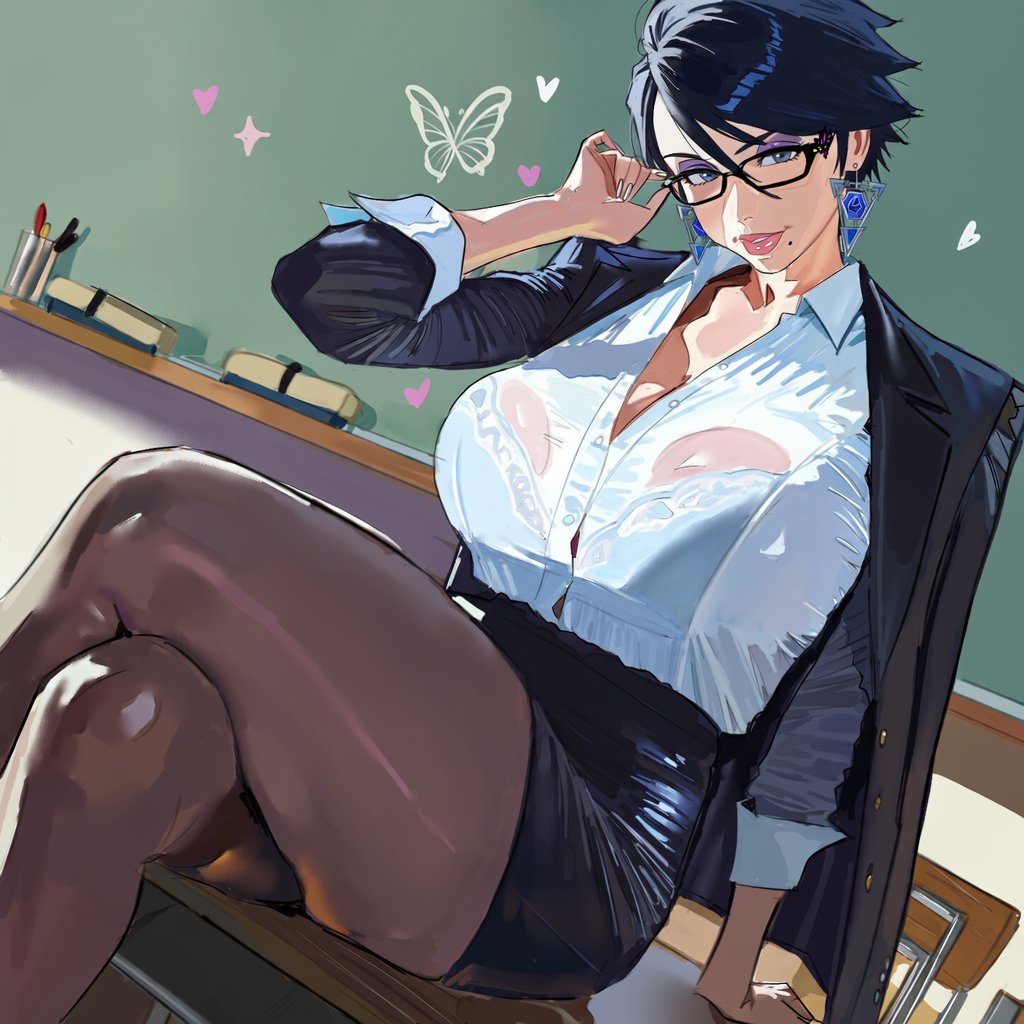 BubblyBeetleAI's tweet photo. Don't act up in Bayonettas' classroom or else you might get punished https://t.co/QTogczr6mj