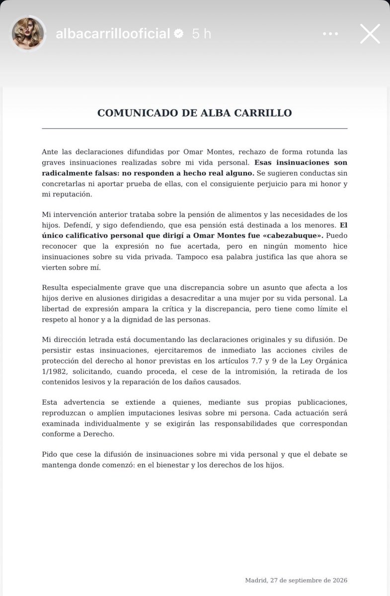lauymikel's tweet photo. Qué fácil sigue siendo recurrir al mismo recurso de siempre: cuando se quiere humillar, desacreditar o atacar a una mujer, se insinúa que ejerce la prostitución. Qué original. Qué valientes.

Y, por cierto, si una mujer decide libremente ejercerla —que no es el caso—, me parece bastante más digno que incitar al abuso de una mujer aprovechándose, además, de que está ebria.

Luego ya, si eso, hablamos de moralidad y de quién debería avergonzarse.

#TEAMALBA