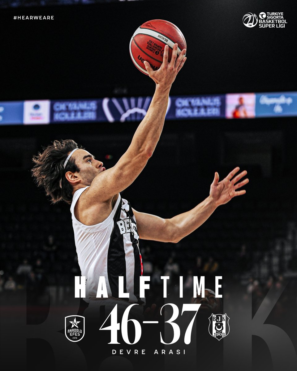 BJK_Basketbol's tweet photo. ⏸️ İlk yarı sona erdi. 

Anadolu Efes 46-37 Beşiktaş

@basketsuperligi | #HearWeAre https://t.co/lofwfcYH3f