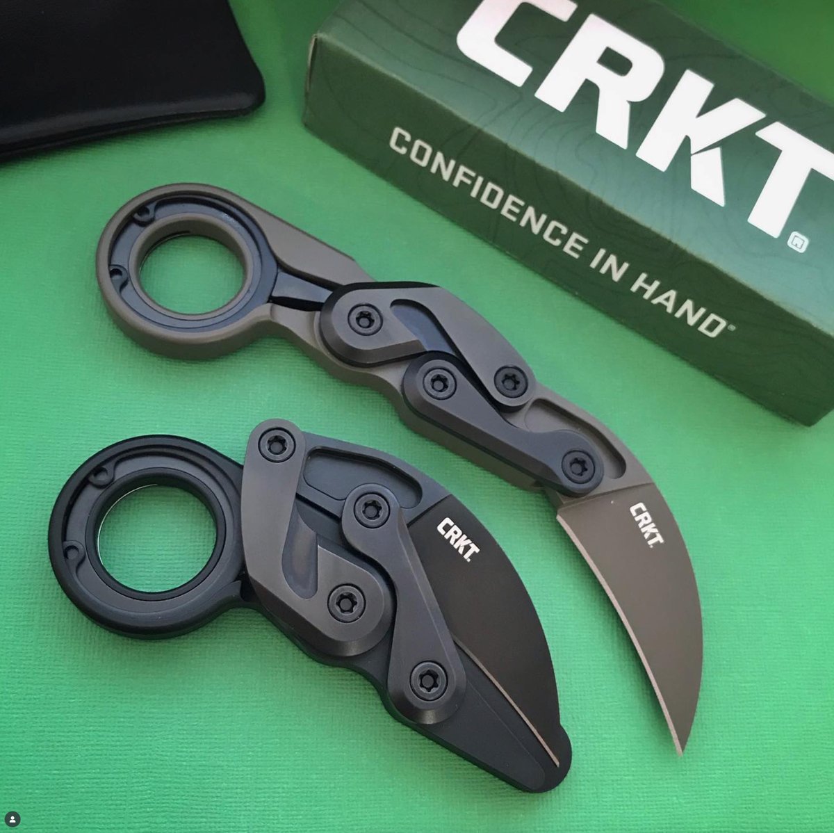 CaswellKnives's tweet photo. (top) CRKT Provoke in FDE Cerakote, (bottom) standard Provoke in black type 3 hard anodize, TiNi). 
Not sure where this photo came from. https://t.co/hIqKxHtre8
