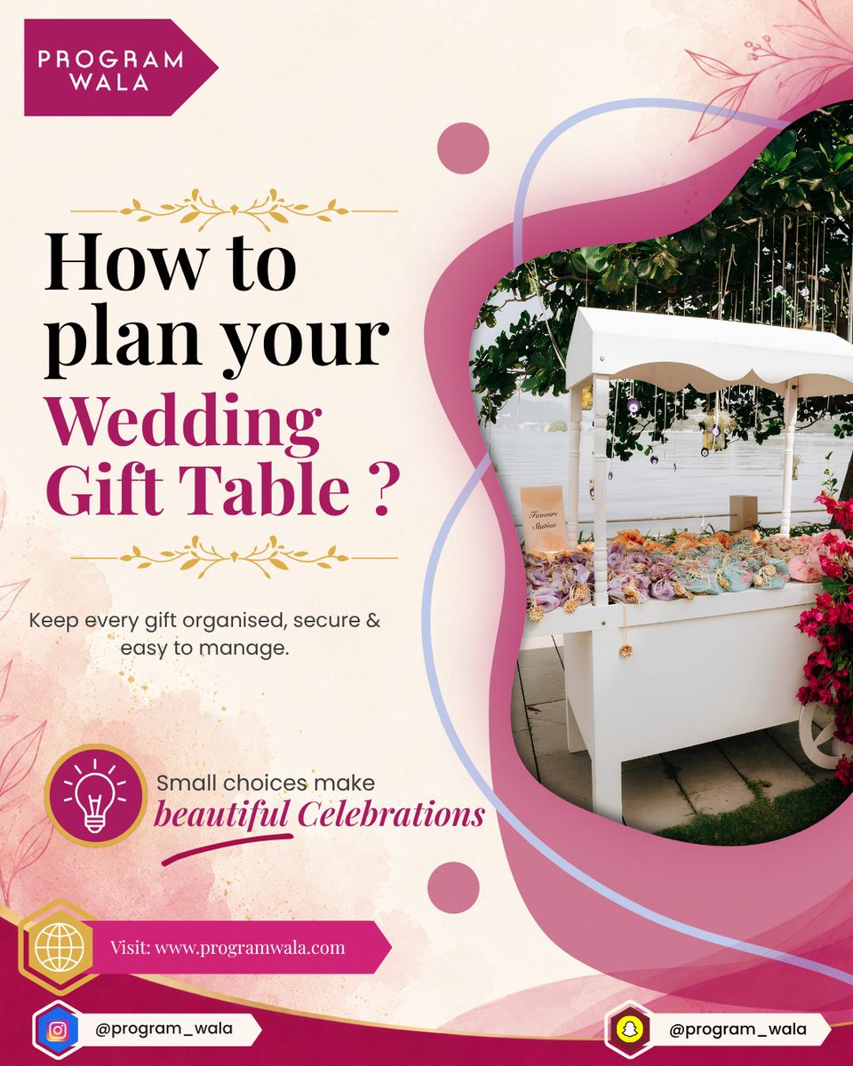 program_wala's tweet photo. Every gift carries a little piece of love from the people celebrating with you. 🎁🤍

📩 DM us or call: 8400128910
🌐 Visit: https://t.co/I9nyIrpJ2I
#ProgramWala #WeddingGifts #WeddingPlanning #WeddingIdeas #IndianWedding https://t.co/5nkUzqKHxO