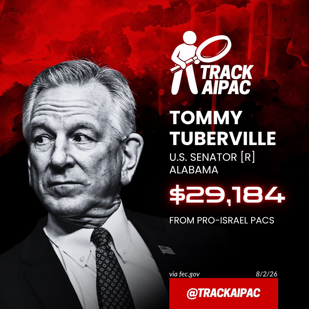 TrackAIPAC's tweet photo. @SenTuberville Reminder that Tommy Tuberville pledges allegiance to Israel. https://t.co/H2wQhU1tiY