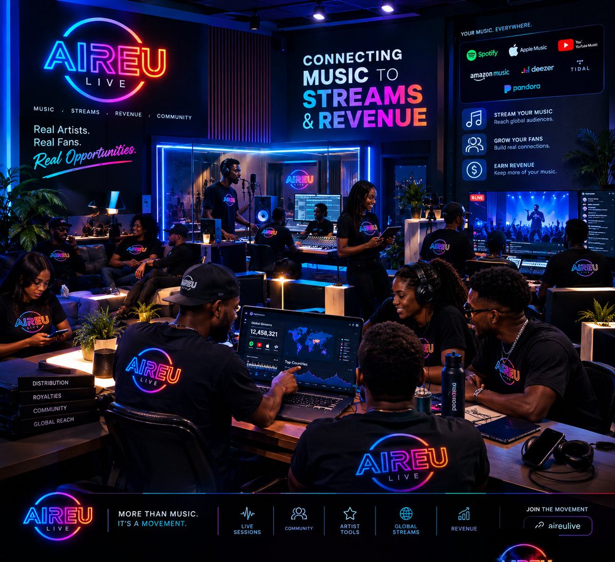 aireulive's tweet photo. AIREU Live is about music, people and the connections around them.

🎙️ Live sessions
📖 Artist stories
🎧 Music discovery
👥 Community
🤝 Opportunities
 🎬Streams

We’re building a space for the culture and the people behind it.

#AIREULive #ChainDistro https://t.co/BPRVEJVyEC