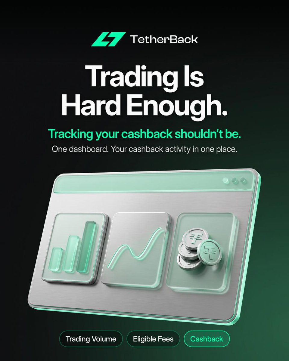 TetherBackcom's tweet photo. Trading is hard enough. Tracking your cashback shouldn’t be.
One dashboard to keep your trading activity, eligible fees, and cashback organized in one place.
#TetherBack #CryptoTrading #CryptoTrader #CryptoCashback #TradingFees https://t.co/x3eGX8u7tq