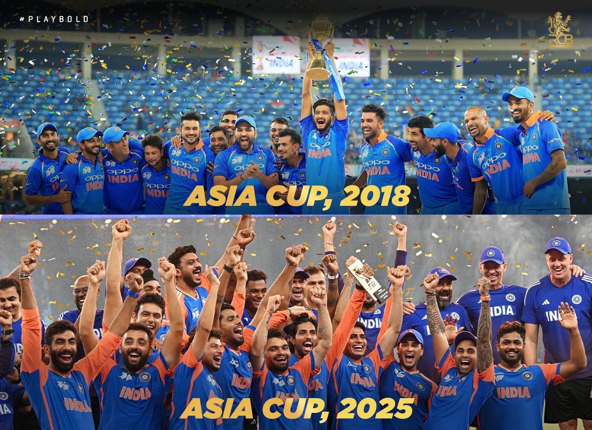 RCBTweets's tweet photo. We were crowned 𝑪𝒉𝒂𝒎𝒑𝒊𝒐𝒏𝒔 𝒐𝒇 𝑨𝒔𝒊𝒂 #OnThisDay in ‘1️⃣8️⃣&amp; ‘2️⃣5️⃣. 🏆🔥

#PlayBold #ನಮ್ಮRCB https://t.co/rZ9ROwuUyT