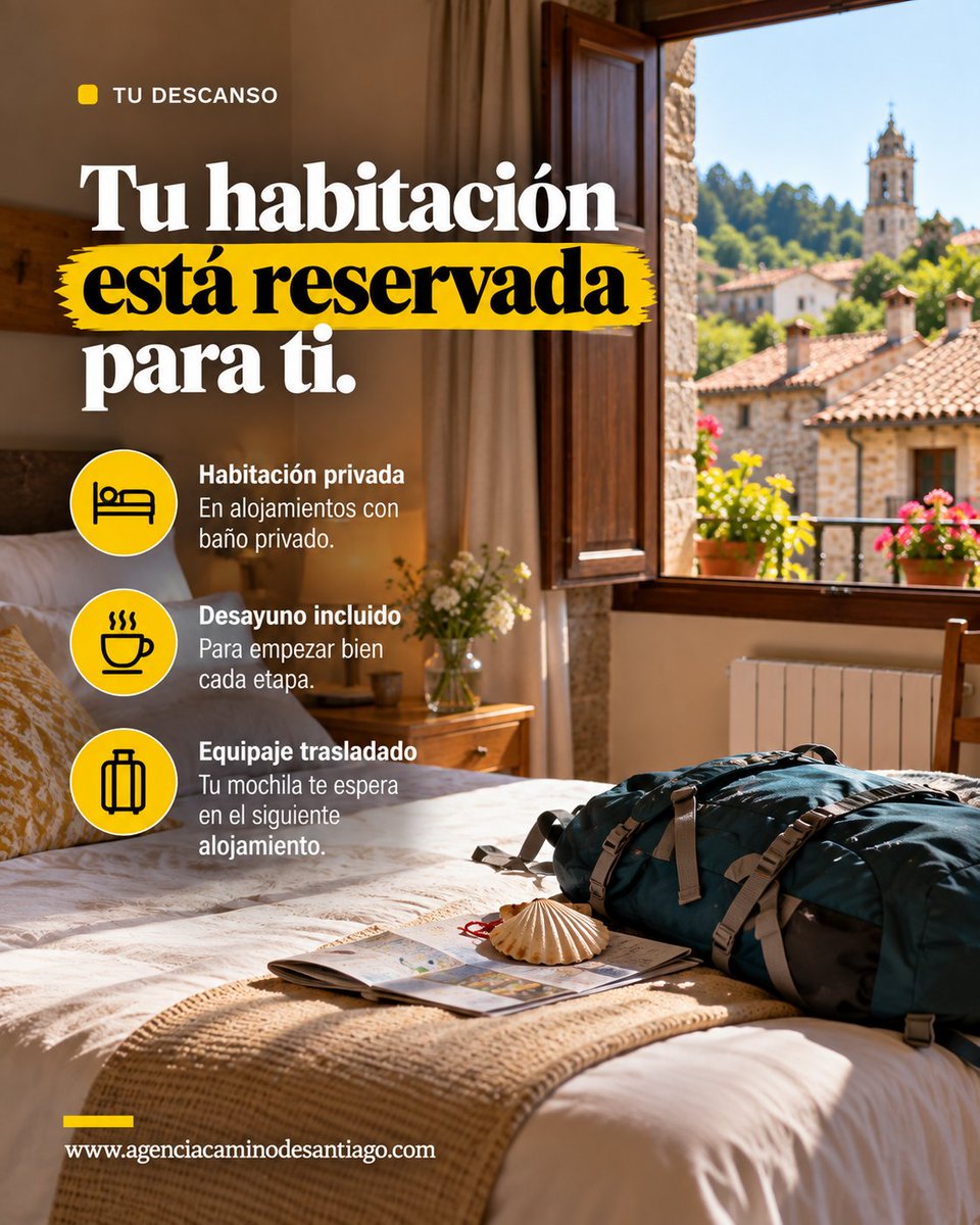 MarketingMeedia's tweet photo. ¿Irte sola a Islandia? 😜 Mejor vente al Camino.

Hacer el Camino sola no significa organizarlo todo sola: alojamiento con baño privado, desayuno, traslado de equipaje y asistencia 24 h.

Tú solo decides cuándo salir y a qué ritmo caminar. 💛

#CaminoDeSantiago https://t.co/E4o7DynNmD