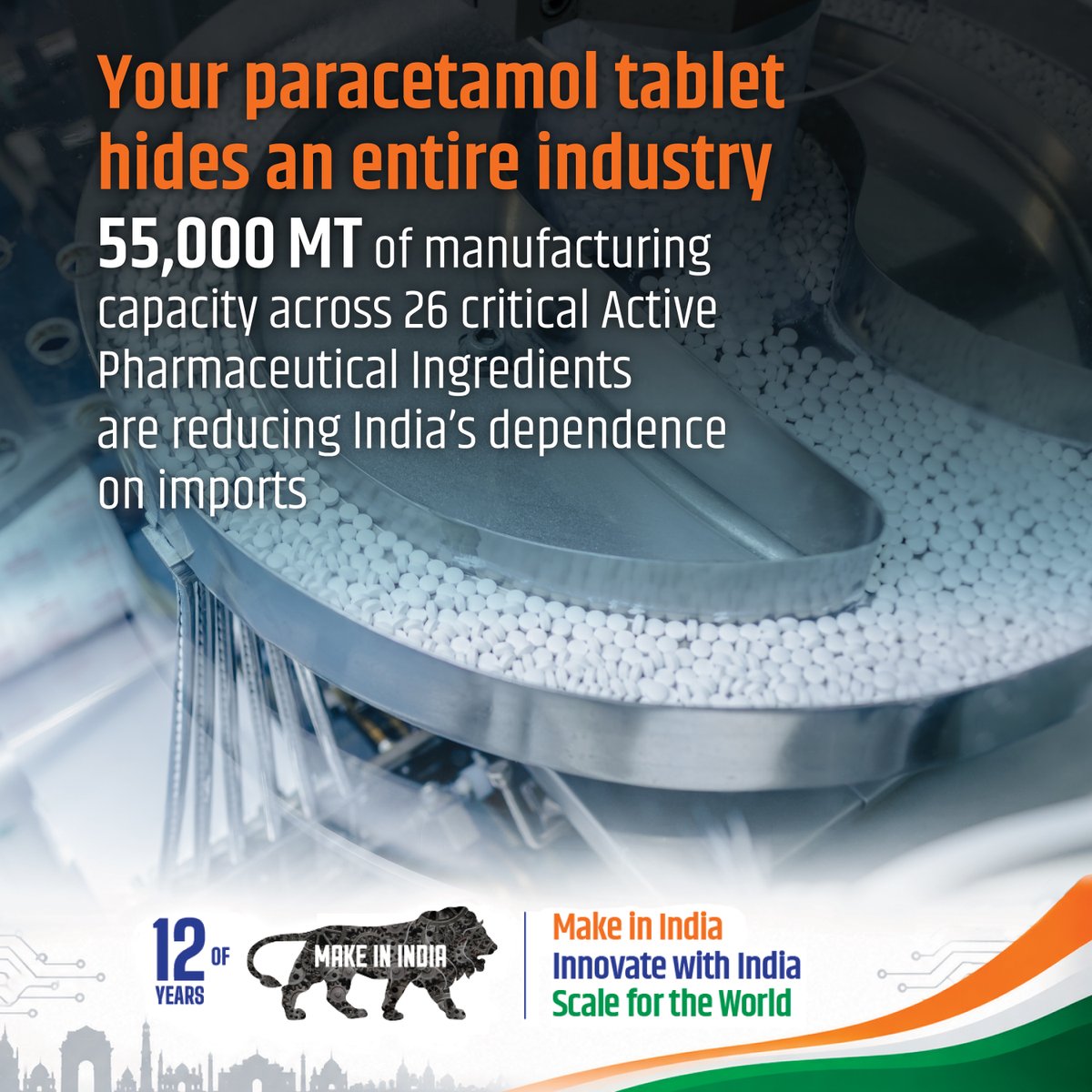 airnews_agt's tweet photo. #12YearsOfMakeInIndia:
দেশীয় উৎপাদন, নতুন প্রযুক্তি ও অভ্যন্তরীণ সক্ষমতা গড়ে তুলে আরও শক্তিশালী ওষুধ শিল্পব্যবস্থা গড়ে তুলছে ভারত। এর মাধ্যমে বিশ্বের ‘ফার্মেসি’ হিসেবে ভারতের ভূমিকা আরও সুদৃঢ় হচ্ছে।
#MakeInIndia
#AtmanirbharBharat
@airnewsalerts https://t.co/slErJU9pnd