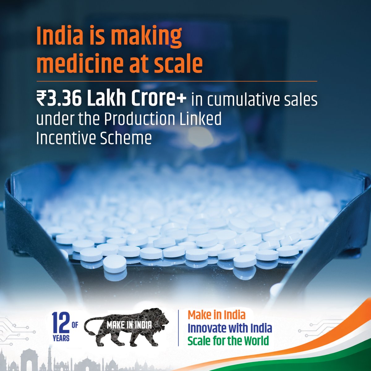PIBAgartala's tweet photo. #12YearsOfMakeInIndia:
দেশীয় উৎপাদন, নতুন প্রযুক্তি ও অভ্যন্তরীণ সক্ষমতা গড়ে তুলে আরও শক্তিশালী ওষুধ শিল্পব্যবস্থা গড়ে তুলছে ভারত। এর মাধ্যমে বিশ্বের ‘ফার্মেসি’ হিসেবে ভারতের ভূমিকা আরও সুদৃঢ় হচ্ছে।
#MakeInIndia
#AtmanirbharBharat
 
@PIB_India @MIB_India https://t.co/btSrGJ6E1X