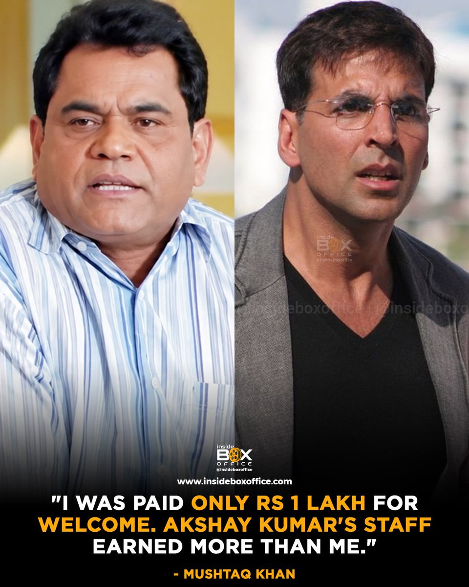 InsideBoxOffice's tweet photo. One of the many iconic and funny things of #AkshayKumar's #Welcome was #MushtaqKhan's character, the internet's favourite "hocky ka bahut bada Khiladi" Ballu. However, behind this iconic character is a sad story of the actor who played it.

Mushtaq Khan had once revealed that he got only Rs 1 lakh despite shooting extra days for the film. He said, "When we sign an agreement, we’re told it’s a 20-day or 25-day shoot. Based on that, we decide our payment. But when, after the 25-day shoot is over, they ask for 10 more days, I felt that was not right. The payment wasn’t increased. I’ll tell you the reason. For us, it was fixed that we would do the film for ₹1 lakh, whether it took 20 days or 25 days. But stars like Akshay Kumar's staff worked on a per-day basis. Just imagine how much money we would have made if we were also paid per day."

Do you agree that Mushtaq Khan should have been paid much more for his iconic role in Welcome?