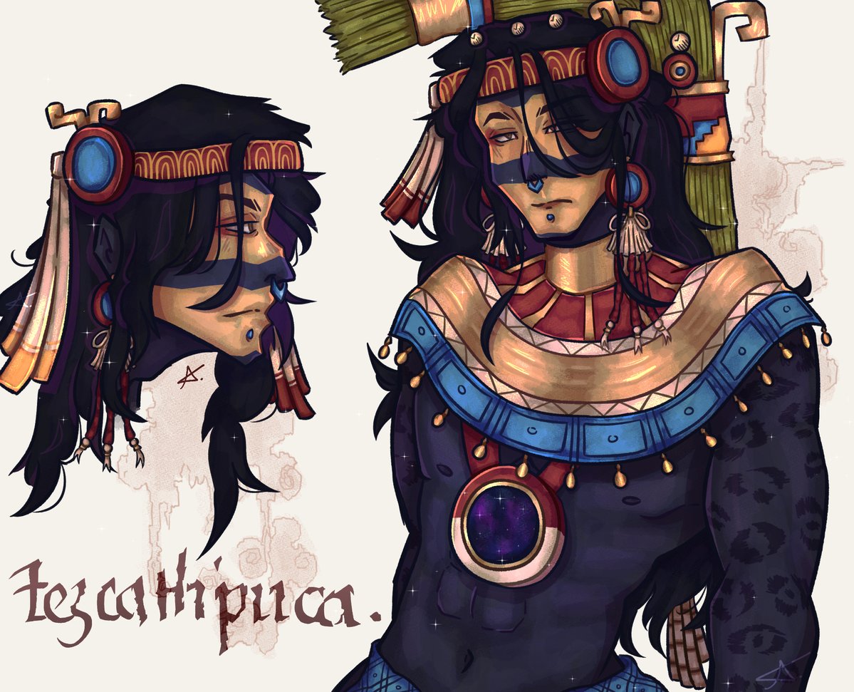 fad0x_05's tweet photo. I have always considered ancient culture to be far superior to many modern beliefs. #Tezcatlipoca #drawingㅤㅤ https://t.co/mwuROsMlGE