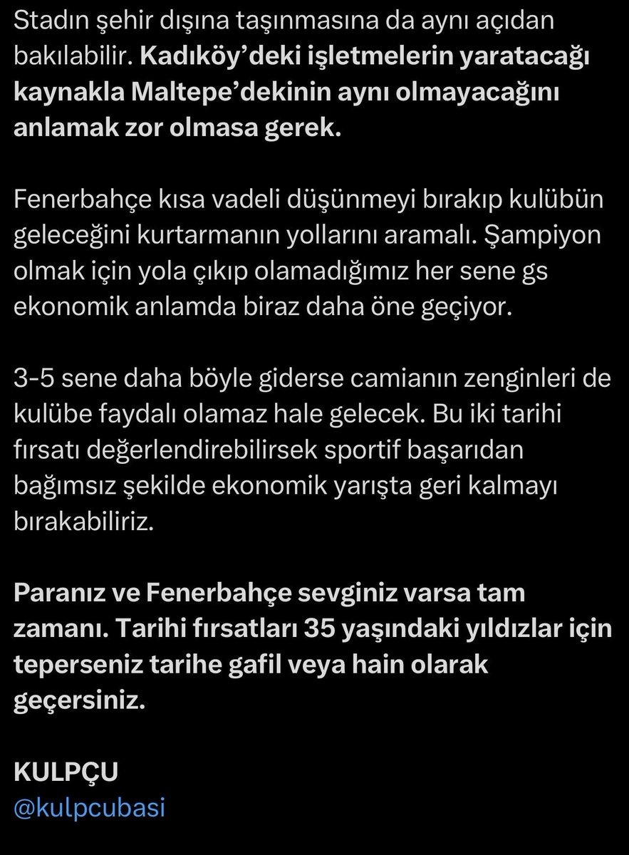 kulpcubasi's tweet photo. Hala erişebilenler tekrar okusun. KEL projesine bu haliyle neden karşı çıktığımı anlayacaksınız.

Mevcut projeyle KEL’den elde edilecek gelirin futbola katkısı yıllık en fazla 20m€ olur. Stada katarsanız sınır yok.

Erişemeyenler için ilgili kısmın ekran görüntüsünü ekliyorum. https://t.co/22Xuj5pVhV