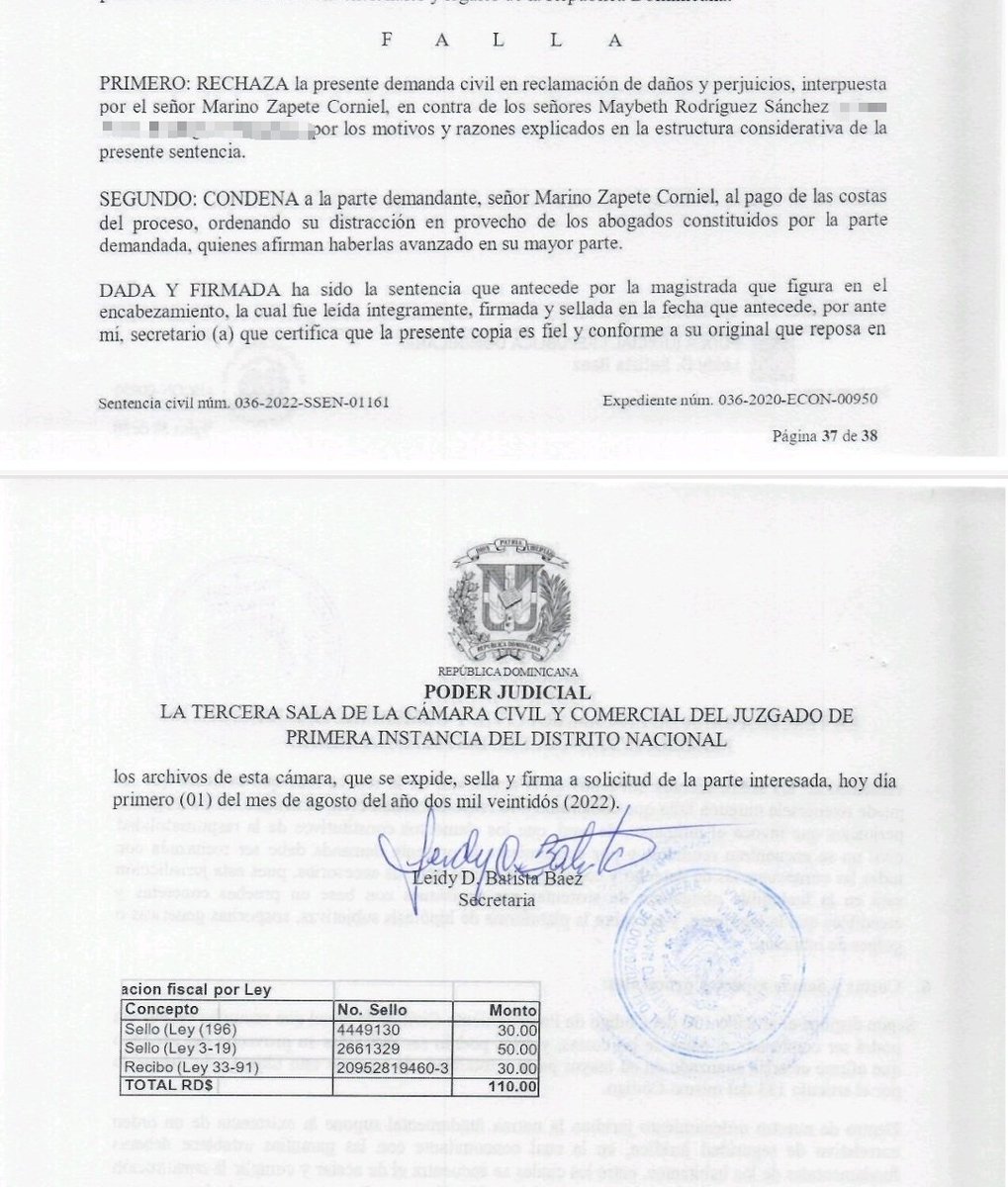 JuLiOCuRY's tweet photo. Lo que Marino Zapete no dice es que también demandó a la hermana mayor de Jean Alain, cuya defensa asumí. Además de perder el caso, fue condenado a pagarme las costas procesales, cuya liquidación le perdoné. https://t.co/6DH5IHxEQr