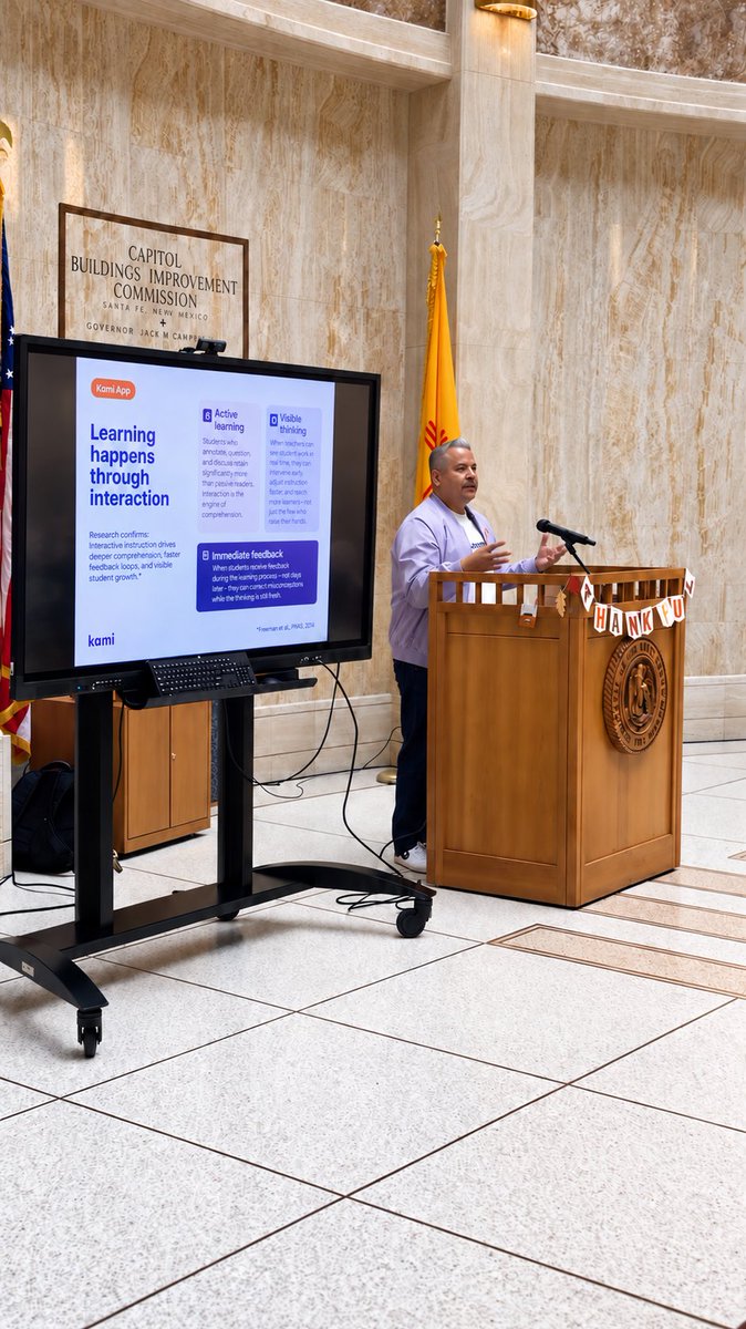 MyEdTechLife's tweet photo. Unmuting classrooms, amplifying student voice. 

Grateful to present at NM UDL Ignite at New Mexico’s State Capitol in Santa Fe, sharing my passion for accessibility and helping every learner participate with @KamiApp!

Stay Techie ✌️ 

#MyEdTechLife #UDL #Kami https://t.co/2SRZQ3JjIh