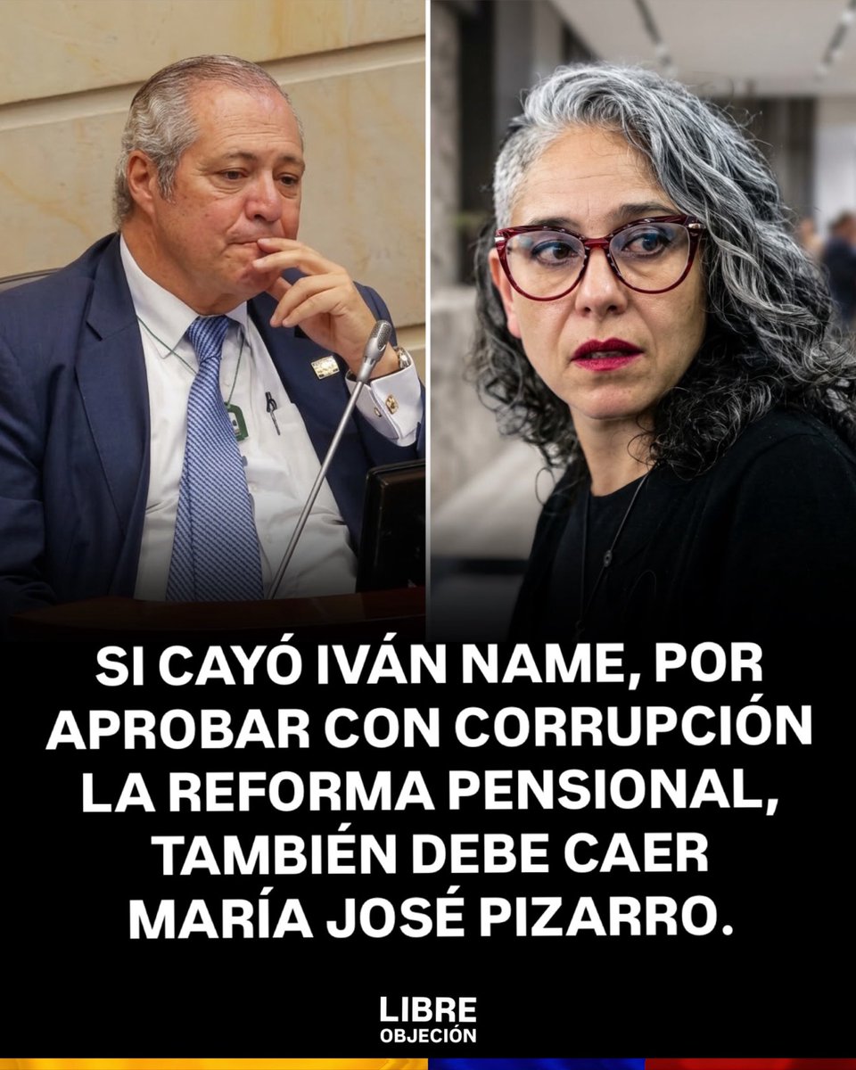 libre_objecion's tweet photo. 🇨🇴🧐| FACTO: Si cayó Iván Name por aprobar con corrupción la reforma pensional, también debe caer María José Pizarro. 

Al convicto ex senador se le pagó por ausentarse como presidente del senado y fue María José Pizarro quien asumió la posición de Name. https://t.co/f5D5fpfkWH