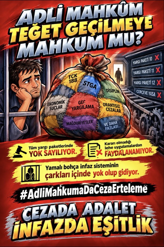 ecebayrakkkkk's tweet photo. @cuneytyuksel_ Mükerrerler açısından infaz oranının artırılması, aynı cezanın daha ağır sonuç doğurmasına neden oluyor. Suçun niteliği, hükümlünün durumu ve geçen yıllar gözetilmeden uygulanan farklı infaz oranları adalet ve eşitlik tartışmasını büyütüyor.
#AdliMahkumaDaCezaErteleme https://t.co/o4I9cq5N4q