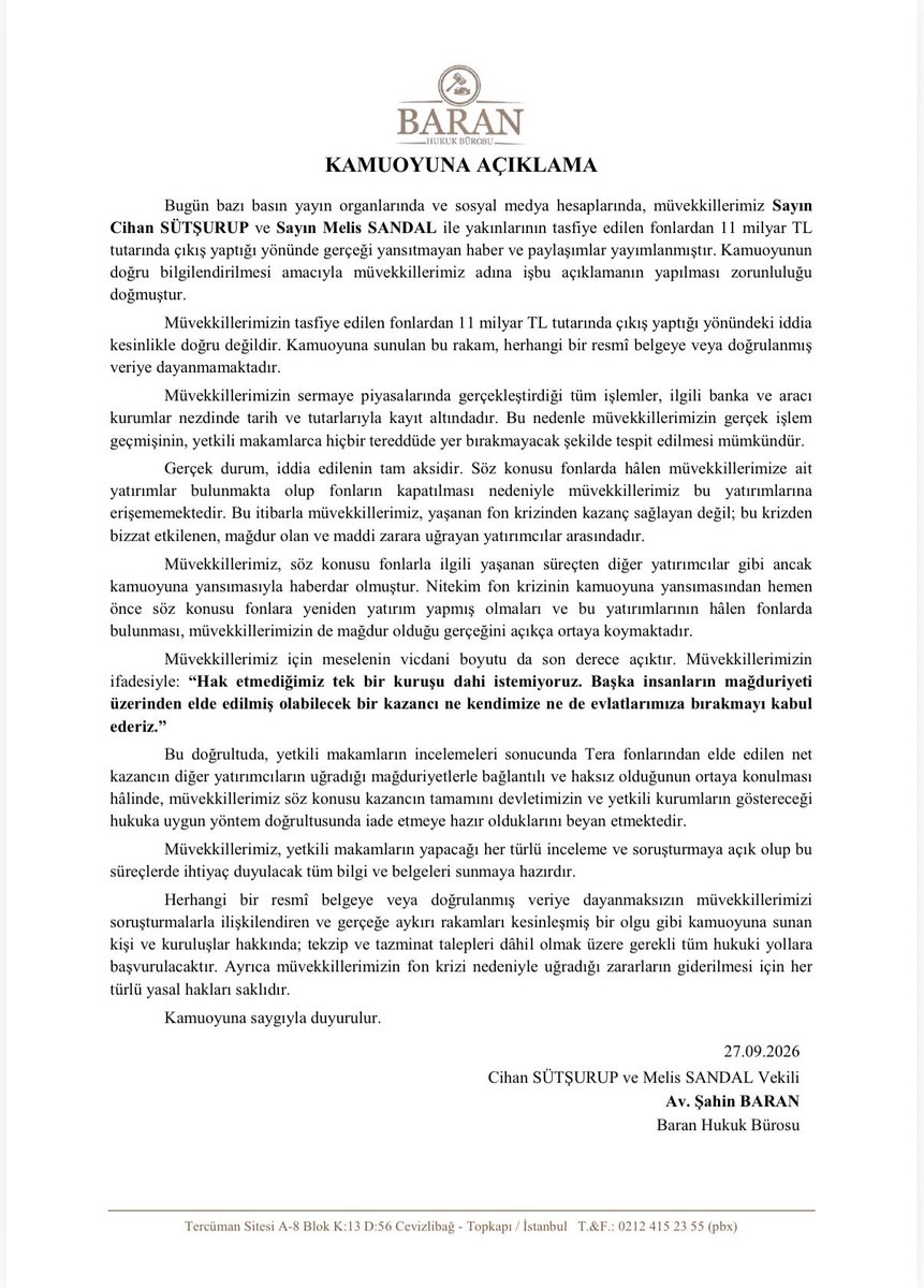 sevdaturkusev's tweet photo. Melis Sandal ve babasının avukatından açıklama gelmiş. 
Yalnız şunu sormak isteriz: müvekkilleri yurtdışında mı, neden Türkiye’ye gelmiyorlar! 
Veya müvekkilleri Türkiye’de mi? 
Bununla alakalı bir açıklama yapar mı acaba! https://t.co/hrULUrWYYZ