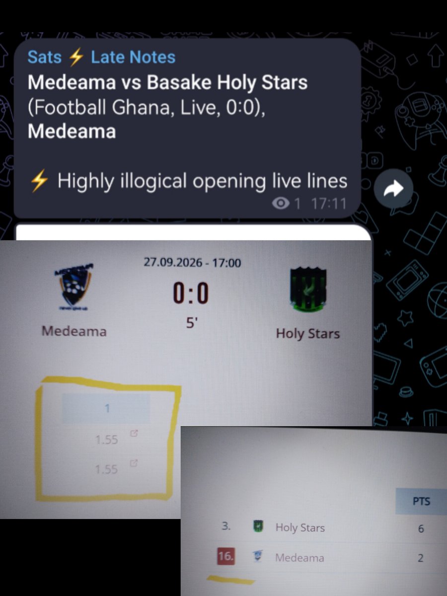 betmeteor's tweet photo. Highly illogical opening live lines

Medeama vs Basake Holy Stars (Football Ghana) https://t.co/7juLJudhRH
