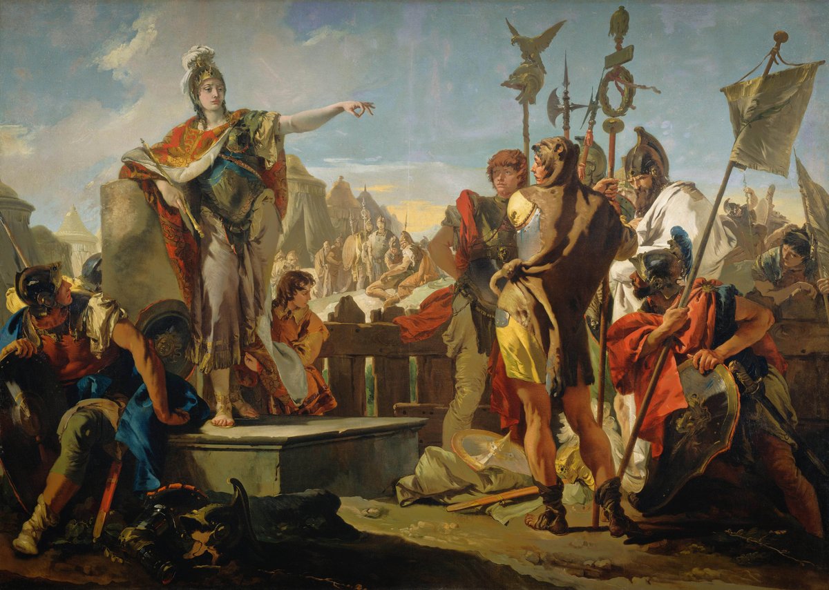 Valent6228's tweet photo. Queen Zenobia Addressing Her Soldiers (c.1725–30) - Giovanni Battista Tiepolo (1696-1770) #rococo #historical_painting https://t.co/5pcptFvBA2