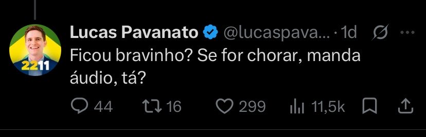 atenadesgracada's tweet photo. um eleitor pede para um candidato a DEPUTADO FEDERAL apresentar suas propostas para resolver algumas questões brasileiras, e é assim que o deputado responde 

um deputado cuja única proposta é combater a cultura woke, e esse lucas pavanato ainda recebe voto, patetico. https://t.co/bIUr8535d1