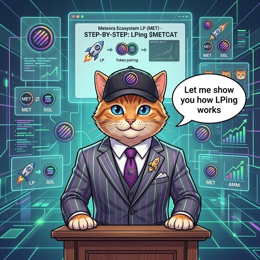 TheMeteoraCat's tweet photo. Gmet everyone!!

I am here to teach you all about how LPing works! 

Go to our website at https://t.co/0sLK8jvRVi

This guide will tell step by step on how it works, how to execute it using $METCAT , and an overall explanation on how LP has its benefits!

I also added @crimexbt to the page as he is the LP Boss that supports our METCAT narrative and if you ever need a visual explanation on how LPing works - check his X page out as he has videos/guides on LPing and does an amazing job on how it works.

So!! Go to the page and learn how to LP using METCAT!!

First is first!