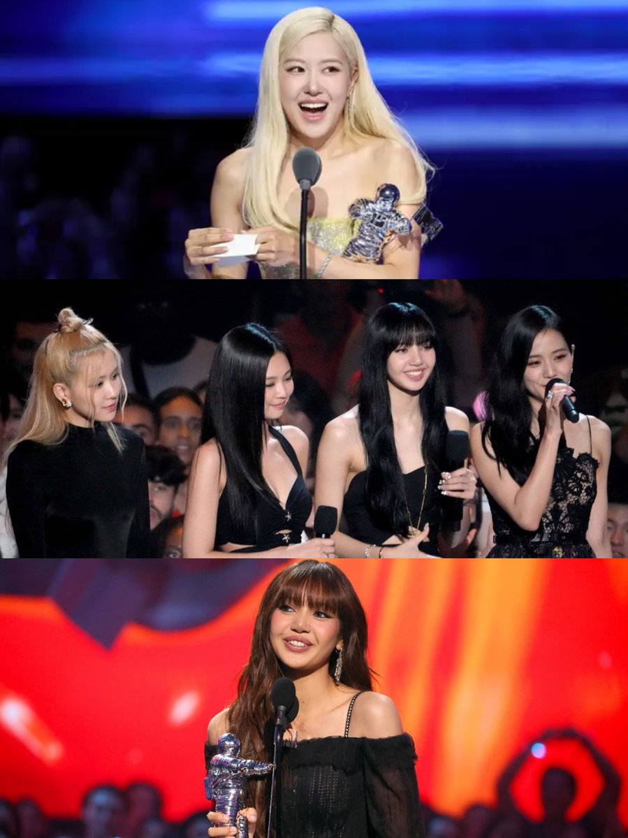 TheePopCore's tweet photo. One year ago, BLACKPINK and members ROSÉ &amp; LISA marked an iconic moment as the ONLY K-pop Acts to win at the 2025 MTV #VMAs. https://t.co/EiKd3uKoUi