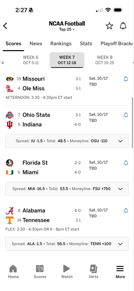 Flawda407's tweet photo. 10/17 is looking like one of the best CFB slates I’ve ever seen https://t.co/JJWS5rY0W5