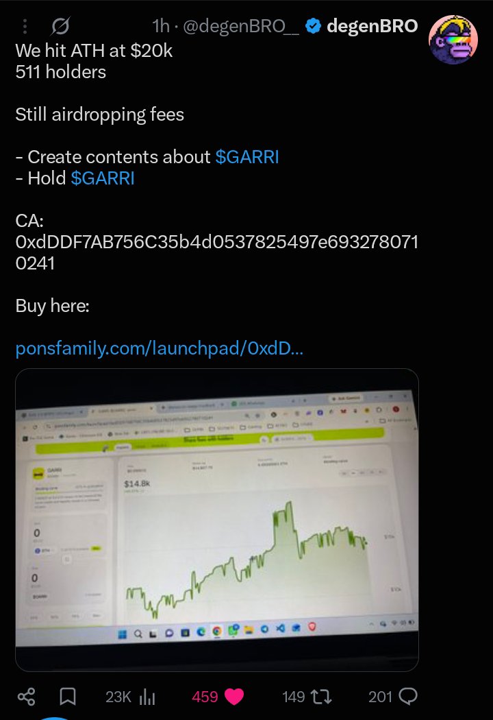 RealJoyLab's tweet photo. $GARRI is building momentum 👀

Strong community, active holders, and still rewarding attention through airdropped fees

Keep watching $GARRI, the journey is just getting started @degenBRO__ https://t.co/2KOsREmRbm