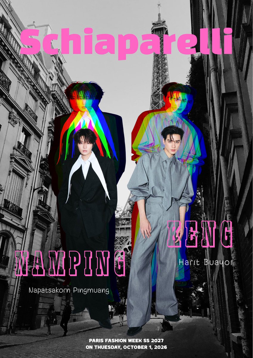 Ployanida's tweet photo. An absolute triumph as KengNamping prepare to honor the heritage of Schiaparelli with elegance that travels far beyond Paris💫

#Schiaparelli #PFW #nampingster #kengharit @schiaparelli @harit_keng @nampingster https://t.co/reXWhoIqLX