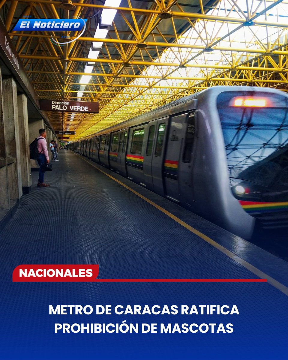 El_Noticiero's tweet photo. 🚇 La Compañía Anónima Metro de Caracas ratificó la prohibición del Ingreso de mascotas al sistema de transporte, la cual ha estado vigente desde su inauguración en el año 1983. https://t.co/hjHod8u2iw