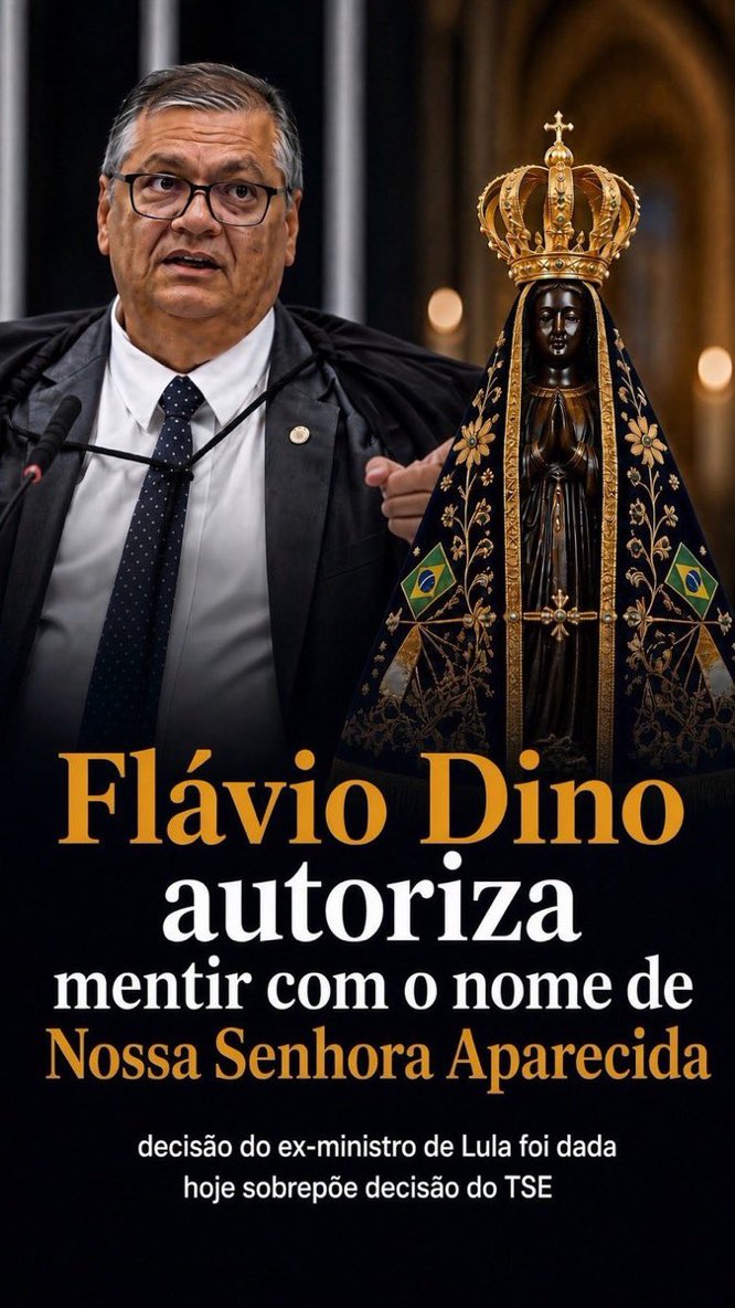 resenhaleves's tweet photo. O comunista Flávio Dino autorizou a blasfêmia com nome de nossa senhora aparecida! 

Espalhem!! https://t.co/PEihKLsCsd