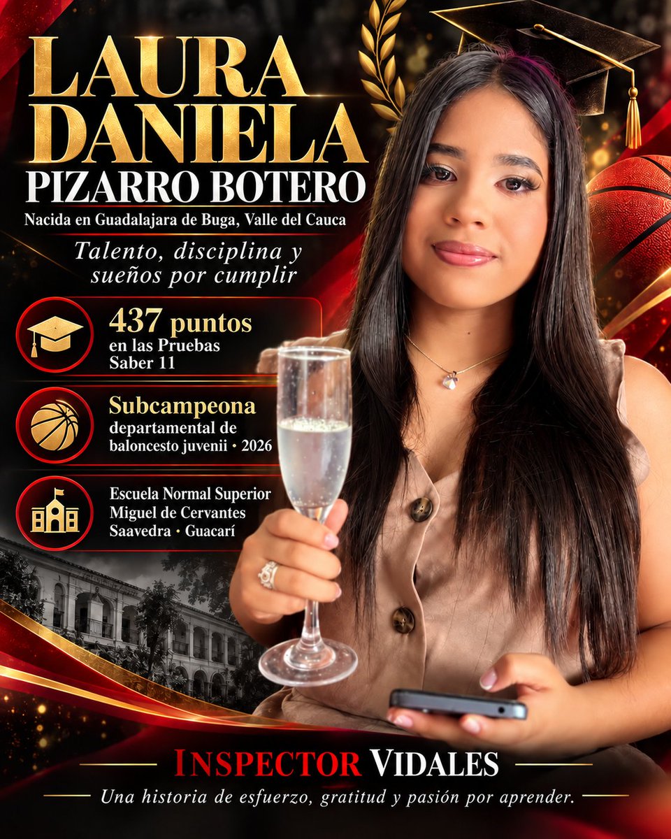 gustavo2424's tweet photo. 🌟 LAURA DANIELA PIZARRO BOTERO:
 TALENTO Y DISCIPLINA QUE INSPIRAN
Nacida en Guadalajara de Buga y formada en distintas instituciones de Medellín y Guacarí, Laura Daniela ha construido su camino con esfuerzo, curiosidad y amor por el conocimiento. Hoy celebramos sus 437 puntos en las Pruebas Saber 11 y su trayectoria como estudiante de la Escuela Normal Superior Miguel de Cervantes Saavedra.
🏀 Su pasión también brilla en la cancha. En los Juegos Intercolegiados de 2026 fue subcampeona departamental de baloncesto en la categoría juvenil, representando a su institución.
Laura Daniela agradece a Dios, a su familia, a sus docentes y a todas las personas que la han acompañado. ¡Que estos logros sean el comienzo de muchos sueños cumplidos! @ABDELAESPRIELLA 👏❤️ #abelardodelaespriella
#InspectorVidales #OrgulloDeGuacarí #Baloncesto #Educación
