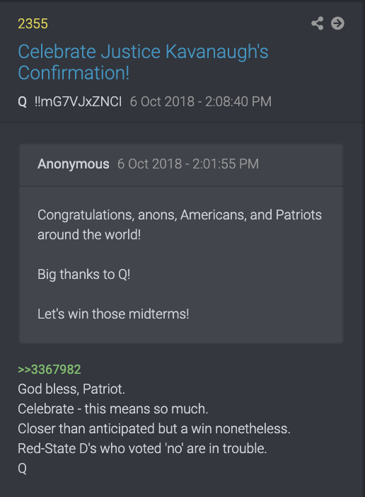 Back4TheStorm's tweet photo. 🥳Hi frens!  
🥳DJT &amp; Dan in synch last night!

DJT at 23:55
Q2355 '18 Delta
Justice K/🥳Celebrate
'18 MidTerms=2882d ago

2882/2288
Q2288 9.28 Delta
Justice K/🚨/MidTerms

Dan 🥳partying last night comm=💥💥💥💥 as does Justice K 💥💥💥💥!

Dan comm👇
https://t.co/EYkrg2zz4o https://t.co/DKcjtxQoGr
