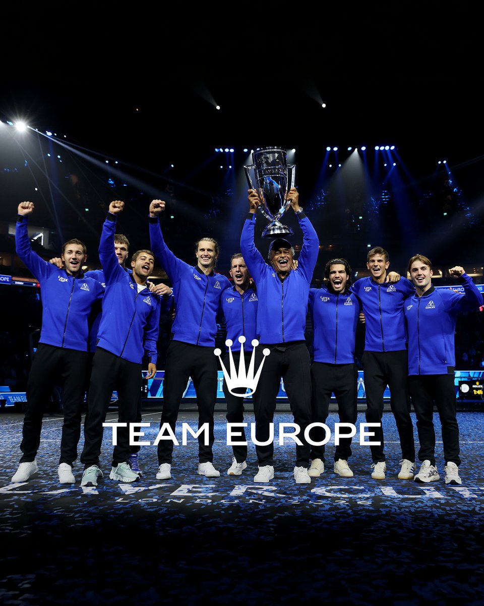 ROLEX's tweet photo. Congratulations Team Europe on a 6th victory at the @LaverCup. We are proud to stand as the Founding Partner of this landmark tennis competition celebrating teamwork. This crown is yours. #RolexFamily #Reachforthecrown https://t.co/CQz3hHAPyf