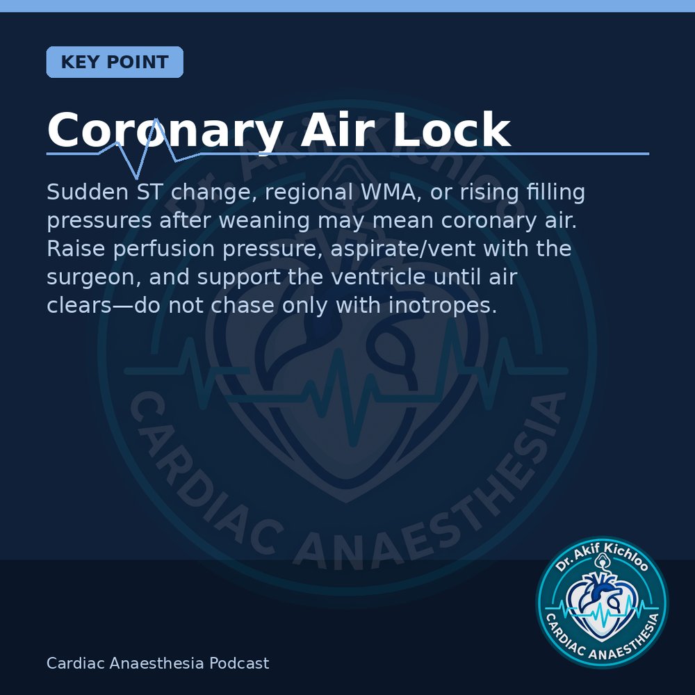 akifkichloo's tweet photo. Air Lock, AF &amp; Awareness
Coronary air lock, peri-op AF, blood conservation, awareness on CPB.
Cardiac Anaesthesia Podcast
#CardiacAnaesthesia #CardiacAnaesthesiaPodcast #MedEd #CardiacOR https://t.co/joEbx8jgsT
