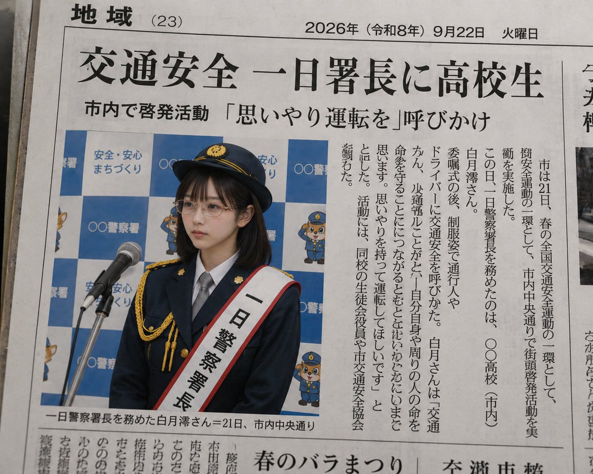 gattenkoubou's tweet photo. 秋の交通安全運動、一日警察署長。

白月 澪 https://t.co/lj73OSWfAJ