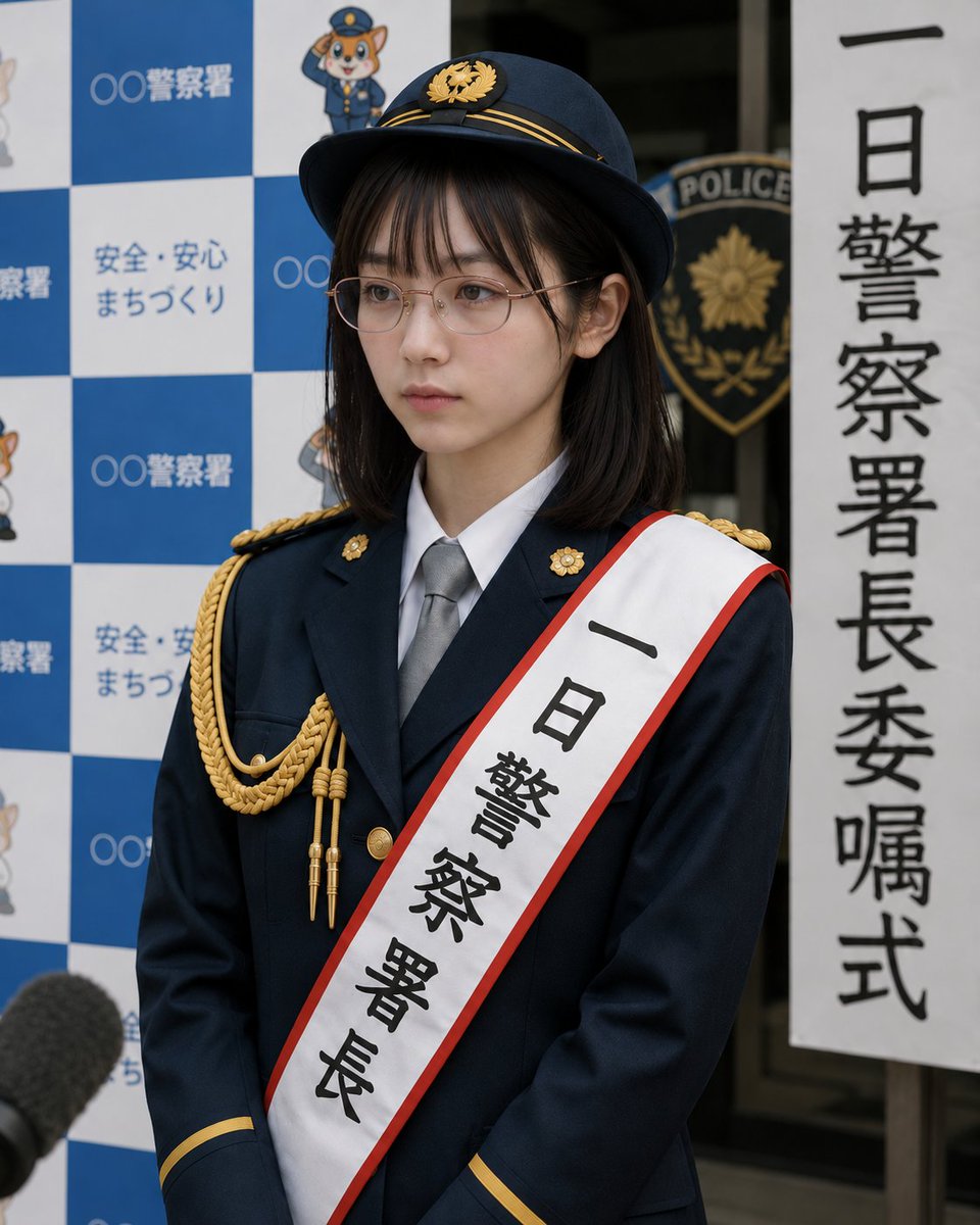 gattenkoubou's tweet photo. 秋の交通安全運動、一日警察署長。

白月 澪 https://t.co/lj73OSWfAJ